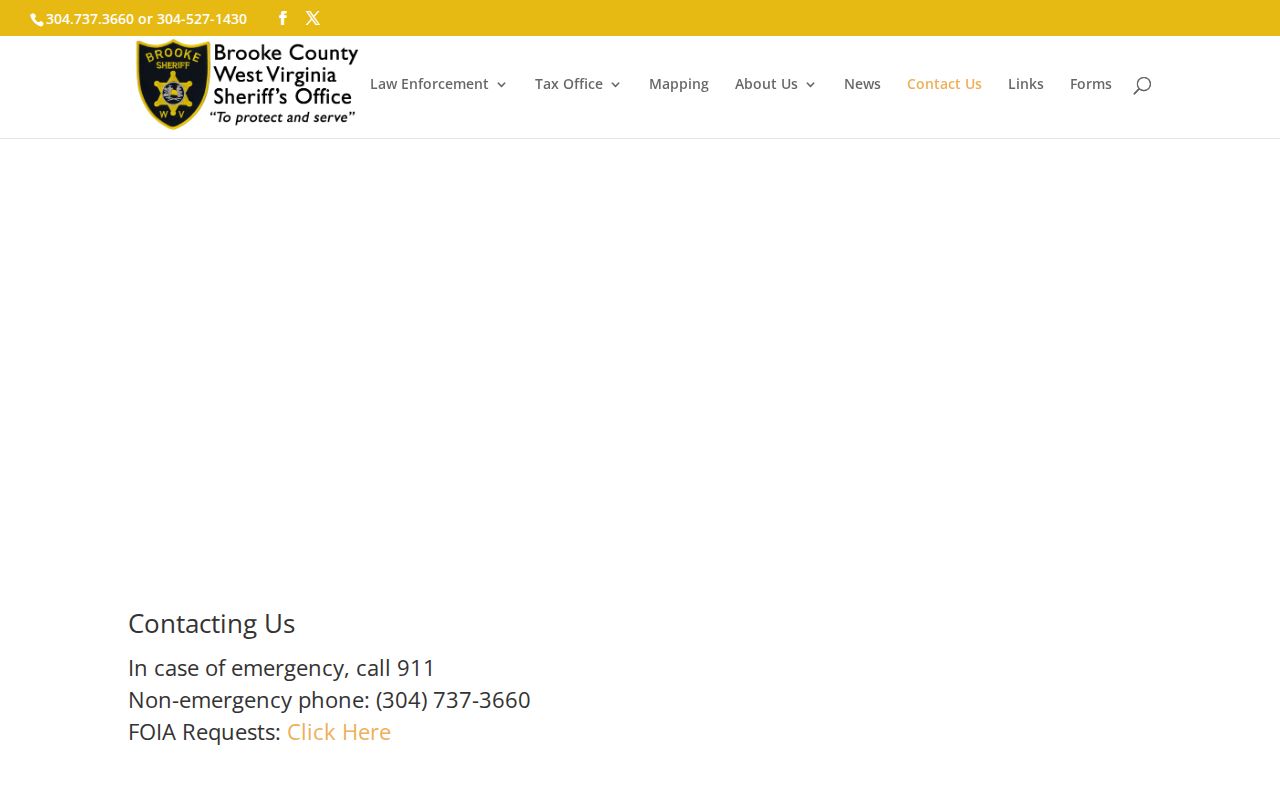 Brooke County Sheriff's Office contact and FOIA page